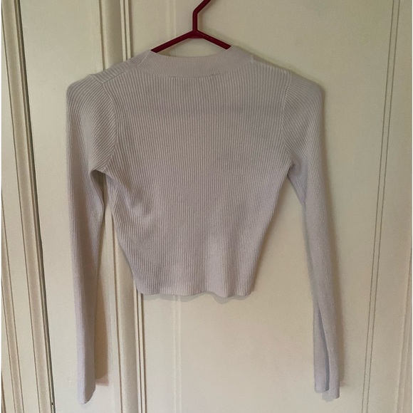 Brandy Melville White Long Sleeve Ribbed Top - Picture 5 of 5